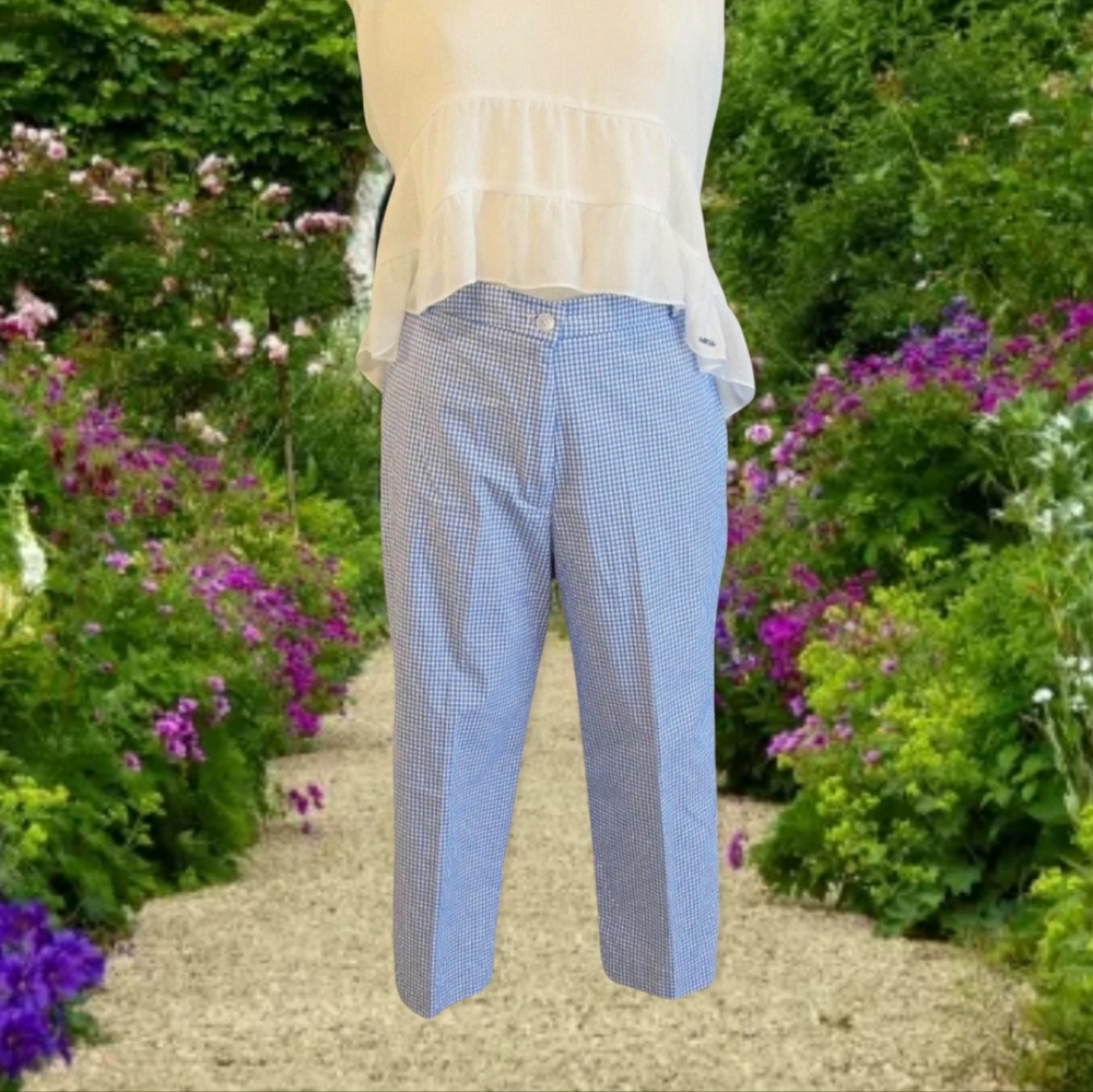 Vintage Blue & White Gingham Capri's